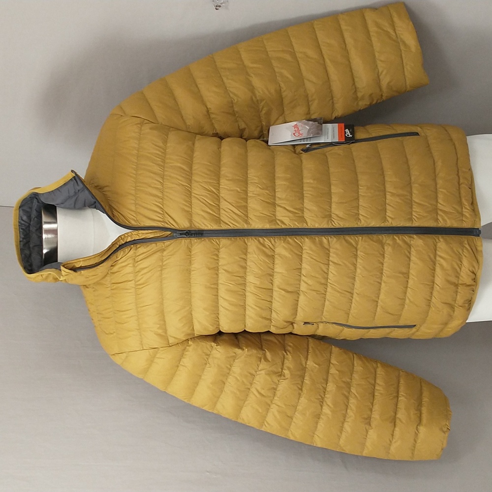 Down Sweater Jacket NWT Mustard Gold Packable Lightweight Warm Duck Down WR szLg